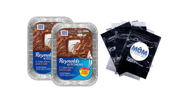 Kitchens Aluminum Pans with Lids, Blue, 13x9 Inch - 2 packs - 2 Count per pack - plus 3 My Outlet Mall Resealable Storage Pouches