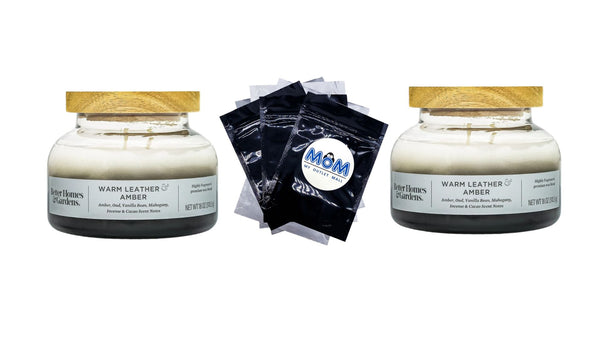 Warm Leather Amber Scented Ombre 2-Wick Bell Jar Candle - 2 packs - 18 oz per pack - plus 3 My Outlet Mall Resealable Storage Pouches