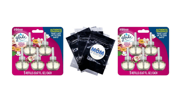 Plug-ins Scented Oil, Vanilla Passion Fruit, Infused with Essential Oils - 2 packs -plus 3 My Outlet Mall Resealable Storage Pouches
