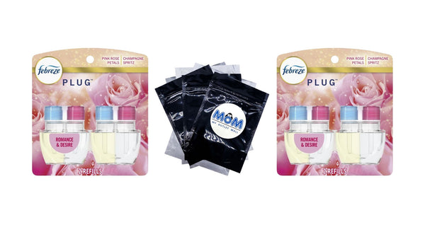 Plug Refill Odor-Fighting Air Freshener Romance and Desire Scent, 2 Refills - 2 packs - plus 3 My Outlet Mall Resealable Storage Pouches