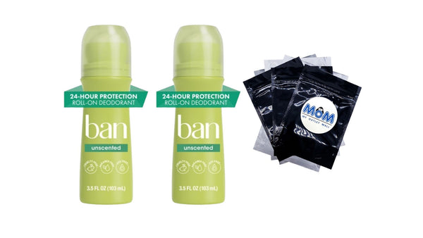 Invisible Roll-on Antiperspirant Deodorant for Women and Men, Unscented - 2 packs - 3.5 oz per pack - plus 3 My Outlet Mall Resealable Storage Pouches