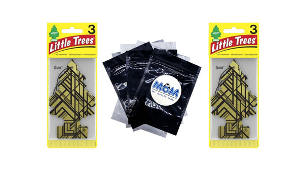Air Freshener Gold Fragrance 3 count - 2 packs - plus 3 My Outlet Mall Resealable Storage Pouches
