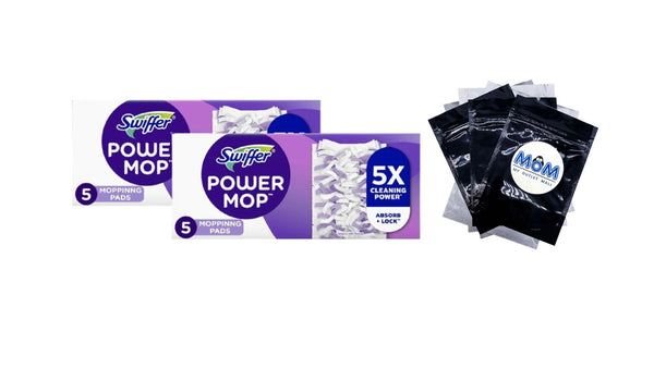 PowerMop Multi-Surface Mopping Pad Refills for Floor Cleaning - 2 packs - 5 count per pack - plus 3 My Outlet Mall Resealable Storage Pouches