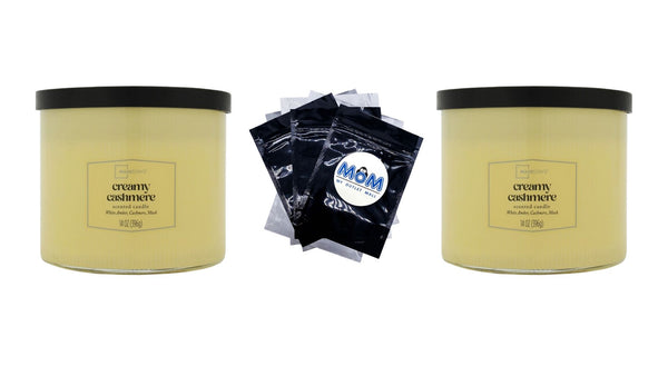 Textured Wrapped Candle Creamy Cashmere - 2 packs - 14 oz per pack - plus 3 My Outlet Mall Resealable Storage Pouches