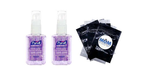 Advanced Hand Sanitizer Calming Lavender Gel, Infused w/ Essential Oils, Pump Bottle (Adult) - 2 packs - 2oz per pack - plus 3 My Outlet Mall Resealable Storage Pouches