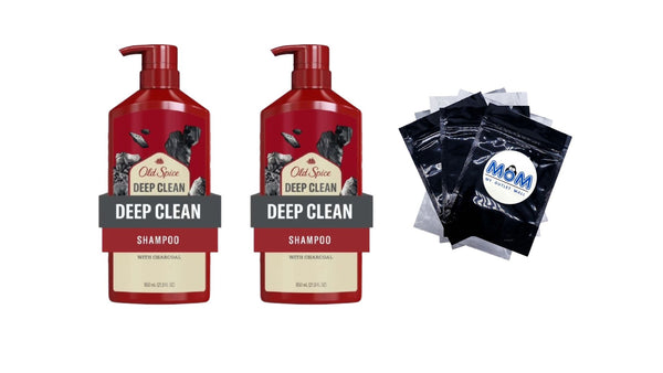 Volcano Charcoal Shampoo for Men, All Hair Types - 2 packs- 21.9Fl oz per pack - plus 3 My Outlet Mall Resealable Storage Pouches