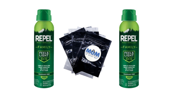 Family Insect Repellent, Deet-Free, Lightweight Aerosol Spray Repels Mosquitoes for 8hr - 2 packs - 4 oz per pack - plus 3 My Outlet Mall Resealable Storage Pouches