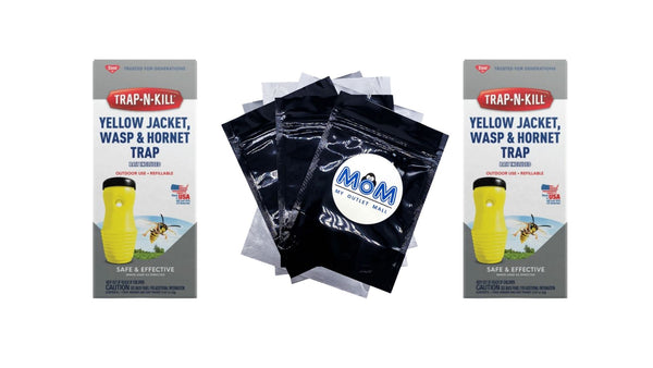 Trap N Kill Yellow Jacket Hornet and Wasp Trap with Bait - 2 packs - plus 3 My Outlet Mall Resealable Storage Pouches