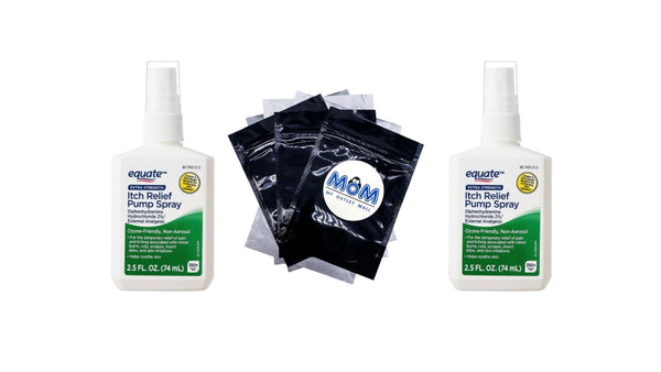 Extra Strength Anti-Itch Pump Spray for Skin Irritation - 2 packs - 2.5 oz per pack - plus 3 My Outlet Mall Resealable Storage Pouches