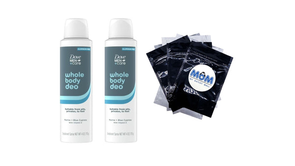 Men+Care Whole Body Deodorant Spray for Men Marine + Blue Cypress - 2 packs - 4 oz per pack - plus 3 My Outlet Mall Resealable Storage Pouches
