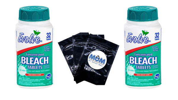 Ultra Concentrated Bleach Tablets, Linen Breeze Scent -2 pack - 32 count per pack - plus 3 My Outlet Mall Resealable Storage Pouches