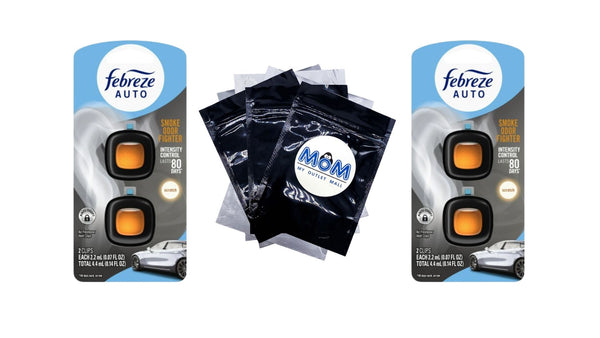 Auto Car Air Freshener, Odor-Fighting Car Vent Clip, Smoke Odor Fighter, 2 Count - 2 packs - plus 3 My Outlet Mall Resealable Storage Pouches