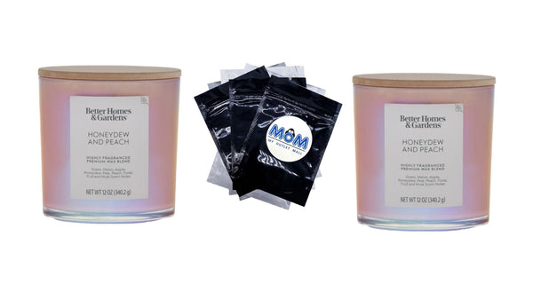 Honeydew & Peach Scented 2-Wick Iridescent Jar Candle - 2 packs - 12 oz per pack - plus 3 My Outlet Mall Resealable Storage Pouches