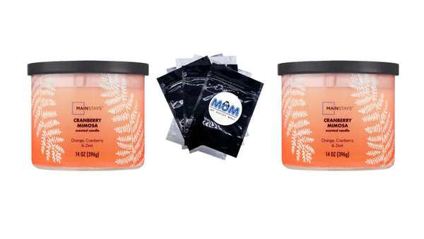 3-Wick Ombre Wrap Cranberry Mimosa Candle - 2 packs - 14 oz per pack - plus 3 My Outlet Mall Resealable Storage Pouches