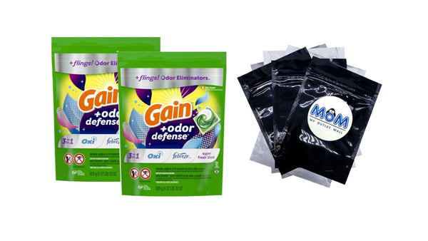 Flings Laundry Detergent Pacs with Odor Defense, Super Fresh Blast Scent - 2 packs - 31 Count - plus 3 My Outlet Mall Resealable Storage Pouches