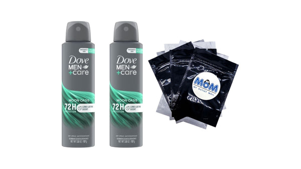 Men+Care Antiperspirant Deodorant Spray for Men Moon Oasis - 2 packs - 3.8 oz per pack - plus 3 My Outlet Mall Resealable Storage Pouches