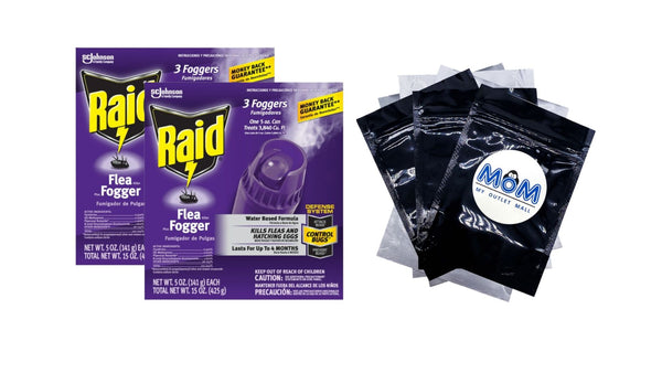 Flea Killer Plus Fogger, Room Treatment Flea Bomb Kills up to 4 Months, Fog Insecticide - 2 packs - 3 Count - plus 3 My Outlet Mall Resealable Storage Pouches