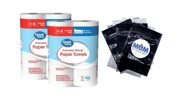 Everyday Strong Paper Towels, Split Sheets, 2 Double Rolls, Compare to Sparkle - 2 packs - plus 3 My Outlet Mall Resealable Storage Pouches