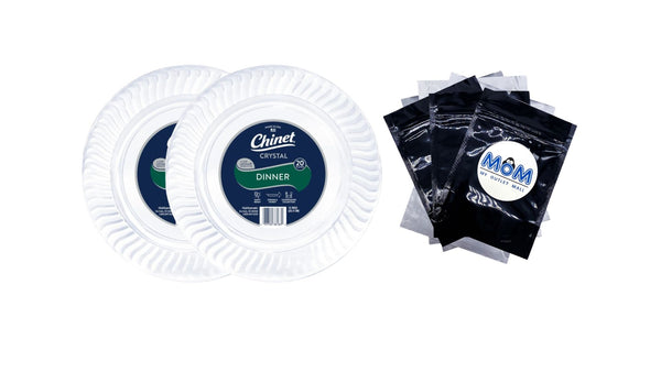 Crystal Premium Plastic Dinner Plates, 10", Clear - 2 packs - 20 Count per pack - plus 3 My Outlet Mall Resealable Storage Pouches