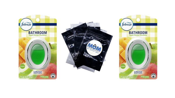 Bathroom Air Freshener, Small Spaces Odor-Fighting, Apple Mango Sunshine - 2 packs - plus 3 My Outlet Mall Resealable Storage Pouches