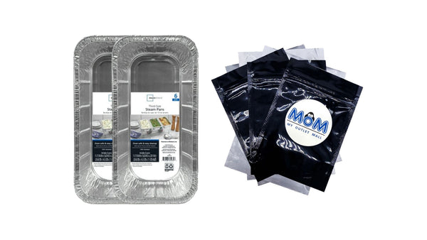 Aluminum Foil 1/3 Steam Table Pan 12.63" x 6.5" - 2 packs - 6 Count per pack plus 3 My Outlet Mall Resealable Storage Pouches