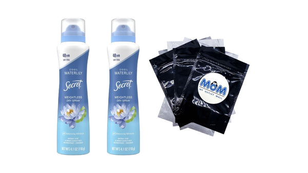 Dry Spray Antiperspirant Deodorant, Waterlily and Argan Oil - 2 packs - 4.1 oz per pack - plus 3 My Outlet Mall Resealable Storage Pouches