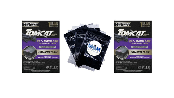 Advanced Brand Rat & Mouse Bait with Disposable Station, 1 Pre-Filled Ready-To-Use Station - 2 packs - plus 3 My Outlet Mall Resealable Storage Pouches