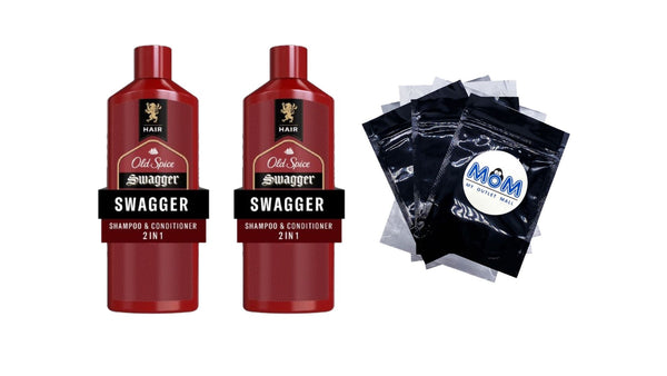 Men's 2-in-1 Shampoo and Conditioner, All Hair Types, Swagger - 2 packs - 13.5Fl oz per pack - plus 3 My Outlet Mall Resealable Storage Pouches