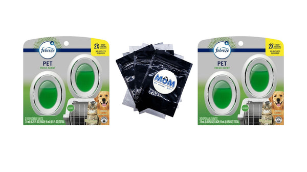 Air Freshener, Small Spaces Odor-Fighting, Pet Fresh Scent, 2 Count - 2 packs - plus 3 My Outlet Mall Resealable Storage Pouches