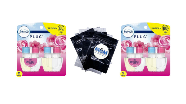 Plug In Air Freshener, Odor-Fighting Oil Refill, Downy April Fresh, 2 Refills - 2 packs - plus 3 My Outlet Mall Resealable Storage Pouches