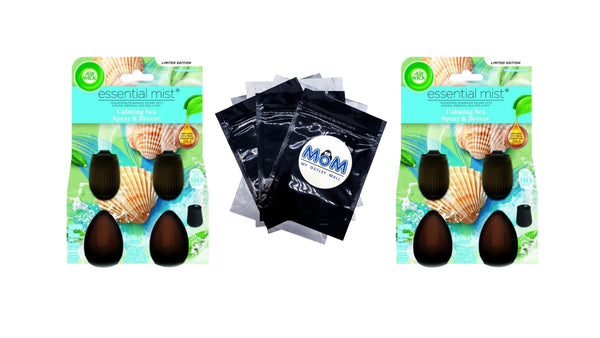 Essential Mist Refill, Calming Sea Spray and Breeze, Air Freshener 2 Count - 2 packs - plus 3 My Outlet Mall Resealable Storage Pouches