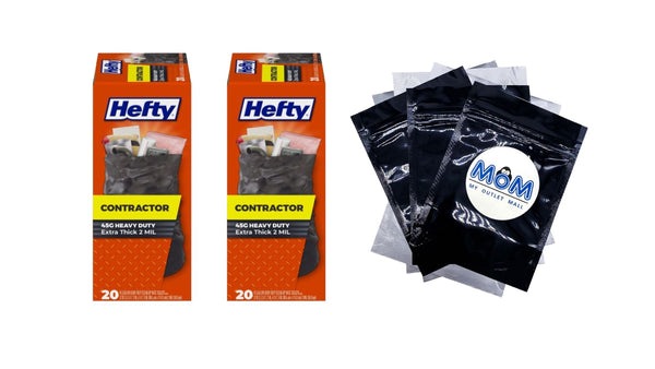 Heavy Duty Contractor Large Trash Bags 45 gallon - 2 packs - 20 Count - plus 3 My Outlet Mall Resealable Storage Pouches