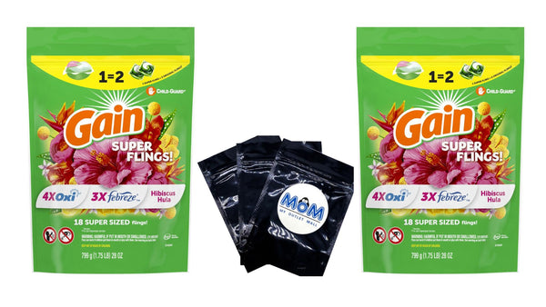 Super-Sized Flings Laundry Detergent Packs, Hibiscus Hula Scent- 2 pack - 18 countper pack - plus 3 My Outlet Mall Resealable Storage Pouches