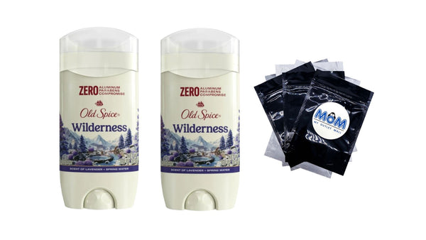 Aluminum Free Men's Deodorant, Invisible Solid Stick, Wilderness with Lavender - 2 packs- 3 oz per pack - plus 3 My Outlet Mall Resealable Storage Pouches