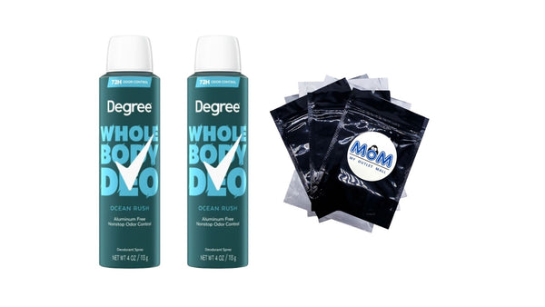 Men Whole Body Deodorant Spray for Men, Ocean Rush Scent, Aluminum Free - 2 packs - 4 oz per pack - plus 3 My Outlet Mall Resealable Storage Pouches
