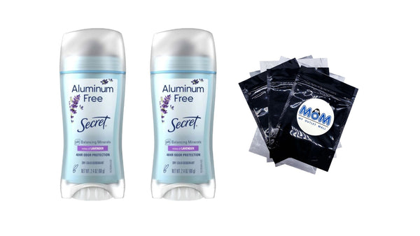 Aluminum Free Deodorant for Women, Lavender - 2 packs - 2.4 oz per pack - plus 3 My Outlet Mall Resealable Storage Pouches