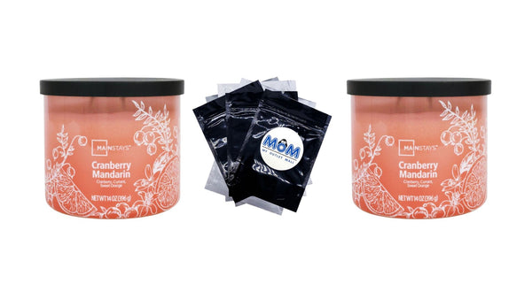 3-Wick Ombre Wrap Cranberry Mandarin Candle -  2 packs - 14 oz per pack - plus 3 My Outlet Mall Resealable Storage Pouches