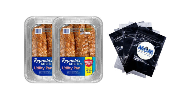 Kitchens Heavy Duty Utility Pan for Grilling, 13.25 x 9.63 x 3.5 inches - 2 packs - plus 3 My Outlet Mall Resealable Storage Pouches