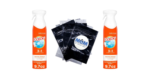 Rapid Touch-Up 3 in 1 Static Remover, Wrinkle Releaser, Fabric Refreshing Odor Eliminator, Fresh Scent - 2 packs - 9.7 oz per pack  plus 3 My Outlet Mall Resealable Storage Pouches