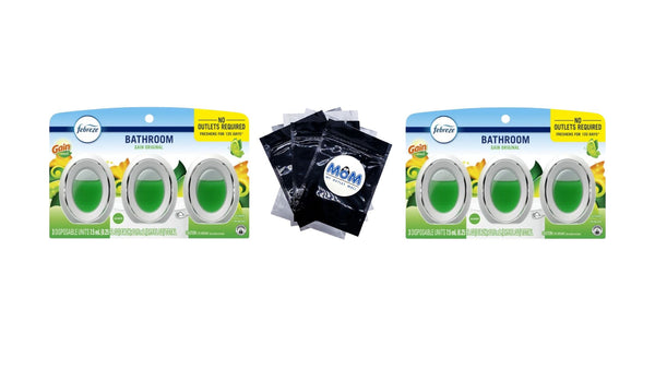 Bathroom Air Freshener, Small Spaces Odor-Fighting, Gain Original, 3 Count - 2 packs - plus 3 My Outlet Mall Resealable Storage Pouches