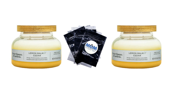Lemon Balm and Cedar Scented 2-Wick Ombre Bell Jar Candle - 2 packs - 18 oz per pack - plus 3 My Outlet Mall Resealable Storage Pouches