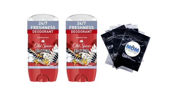 Aluminum Free Deodorant for Men, Eaglefangs, Fresh Cloud Scent - 2 packs - 3 oz per pack - plus 3 My Outlet Mall Resealable Storage Pouches