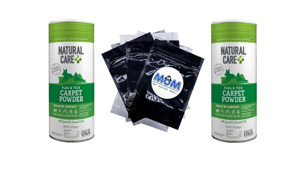 Flea and Tick Carpet Powder Canister - 2 packs - 8.1 oz per pack - plus 3 My Outlet Mall Resealable Storage Pouches
