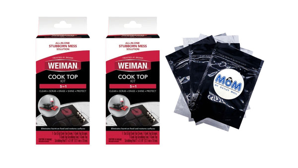 5-In-1 Cook Top Complete Cleaning Kit, includes Cream, Scrubbing Pad, and Scraper Tool - 2 packs - plus 3 My Outlet Mall Resealable Storage Pouches