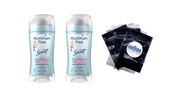 Aluminum Free Deodorant for Women, Cherry Blossom - 2 packs - 2.4 oz per pack - plus 3 My Outlet Mall Resealable Storage Pouches