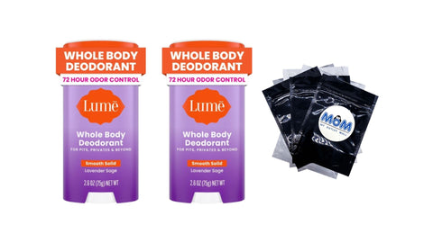 Whole Body Women’s Deodorant Smooth Solid Stick Aluminum Free, Lavender Sage - 2 packs - 2.6 oz per pack - plus 3 My Outlet Mall Resealable Storage Pouches