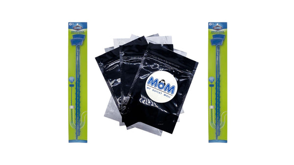 Drain Cleaner Sticks for Hair and Drain Clogs, Blue 20 Inch - 2 packs - plus 3 My Outlet Mall Resealable Storage Pouches