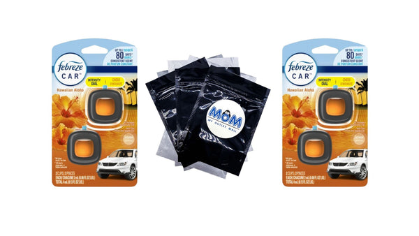 Car Air Freshener, Odor-Fighting Car Vent Clip, Hawaiian Aloha, 2 Count - 2 packs - plus 3 My Outlet Mall Resealable Storage Pouches