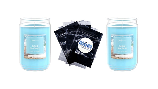Salted Sea Spray Scented Single-Wick Large Glass Jar Candle - 2 packs - 20 oz per pack - plus 3 My Outlet Mall Resealable Storage Pouches