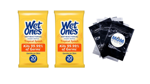 Antibacterial Hand Wipes Travel Pack, Tropical Splash Citrus Scent - 2 packs - 20 count per pack - plus 3 My Outlet Mall Resealable Storage Pouches
